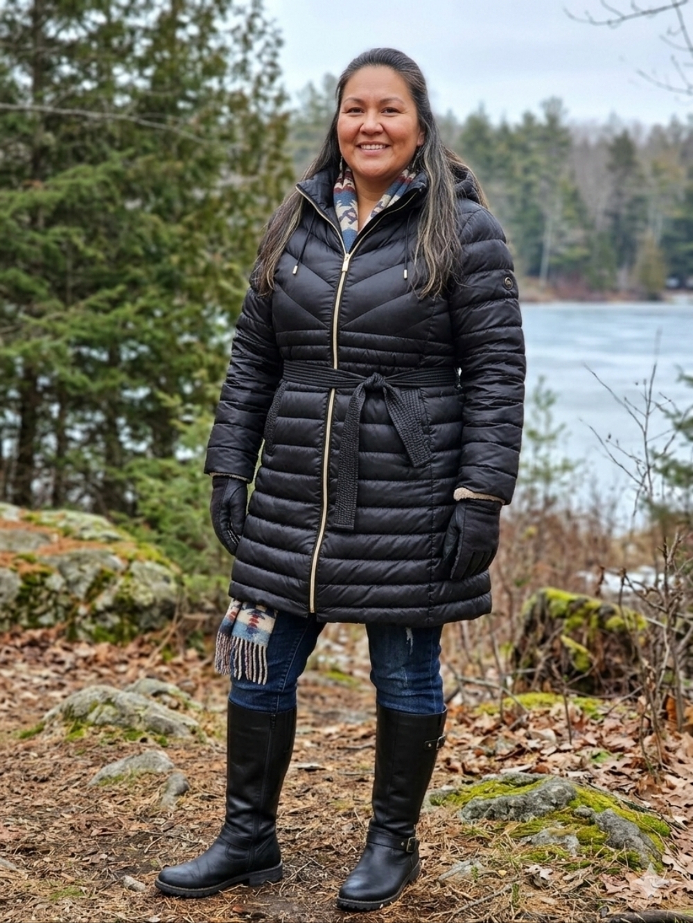 Lightweight Down/Feather Filled Micheal Kors Oversized Black Puffer Long Jacket.